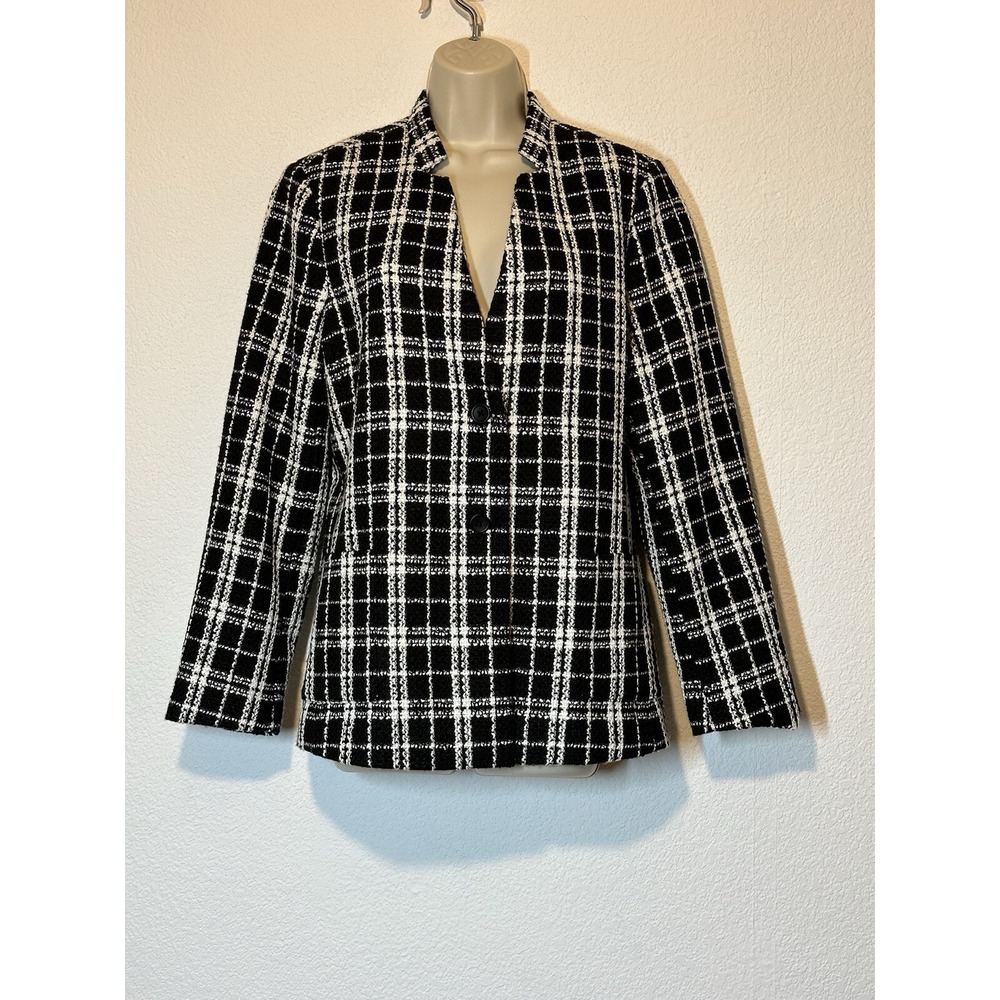 New Banana Republic Sz L Blazer Black White 2 Button Jacket Academia Preppy